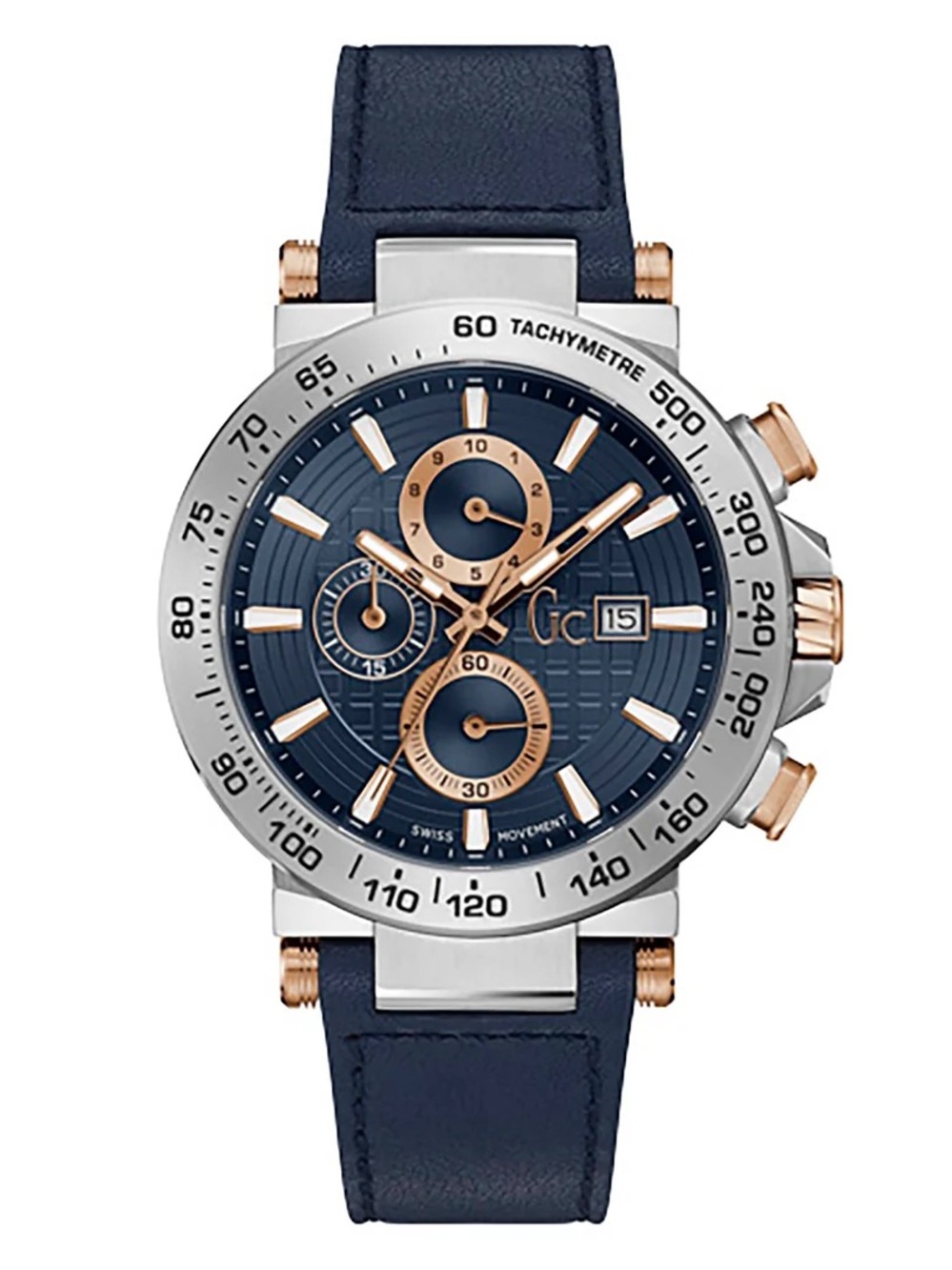 GC MEN'S WATCH SILVER & ROSE GOLD CASE QUARTZ
